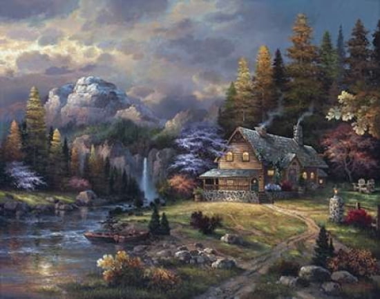 Mountain Hideaway Canvas Art - James Lee (22 x 28)