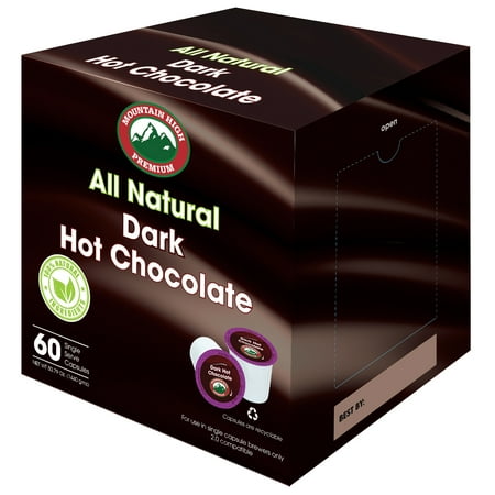 Mountain High All Natural Hot Chocolate - 2.0 Compatible Single Serve Cups (Dark Chocolate, 60)