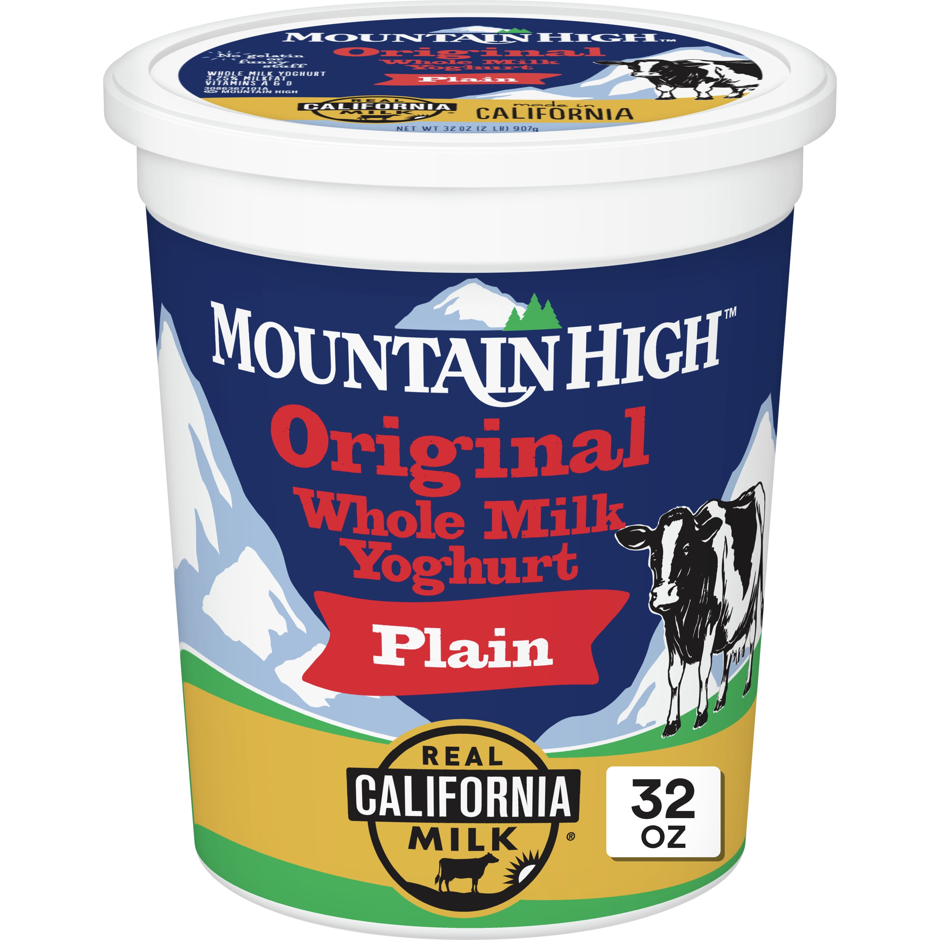 Mountain High, Low Fat Yogurt, Vanilla, Gluten Free Snacks, 32 OZ Container