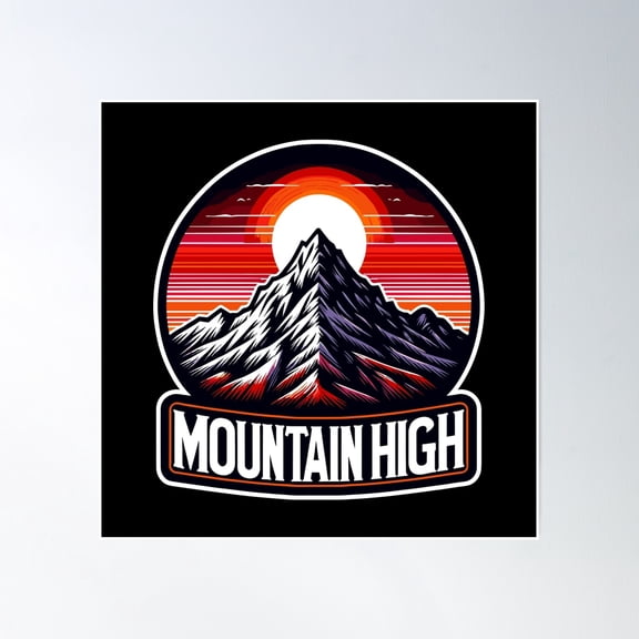 Mountain High - Mountain Illustration Poster Wall Art, Modern Wall Decor, 16x16 UNFRAMED
