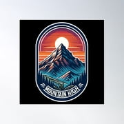 Mountain High - Mountain Illustration Poster Wall Art, Modern Wall Decor, 16x16 UNFRAMED