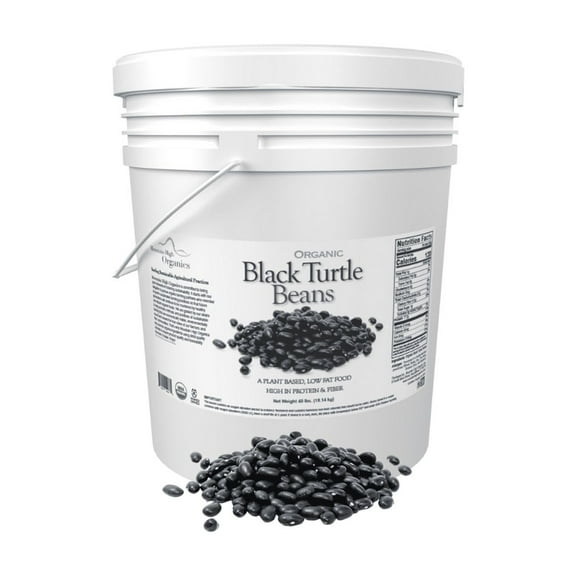 Mountain High Organics Certified Organic Black Turtle Beans 40 lb. Emergency Food Storage Bucket