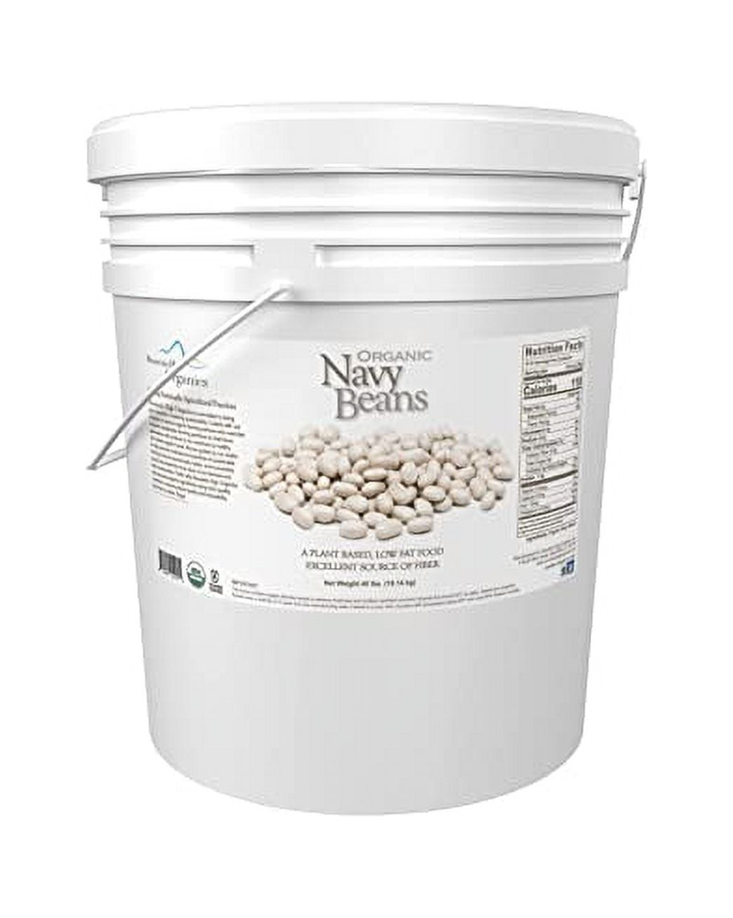 Mountain High Organics, Certified Organic Navy Beans, 40lb Bucket