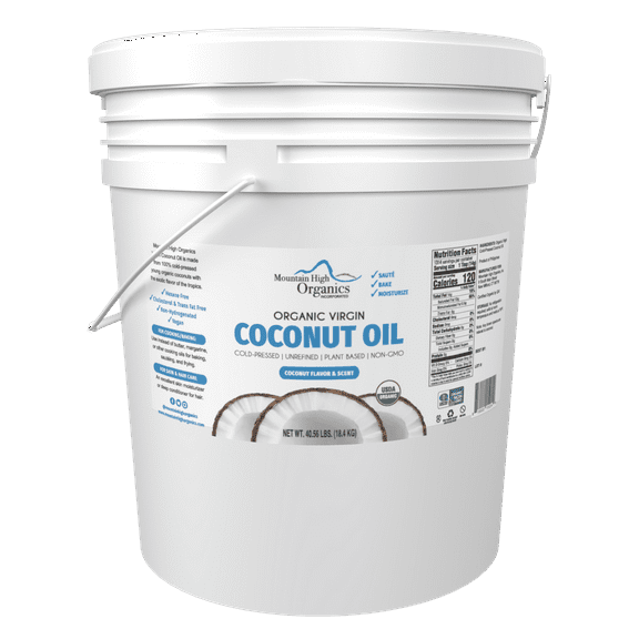 Mountain High Organics Certified Organic Virgin Coconut Oil, 40lb Bucket