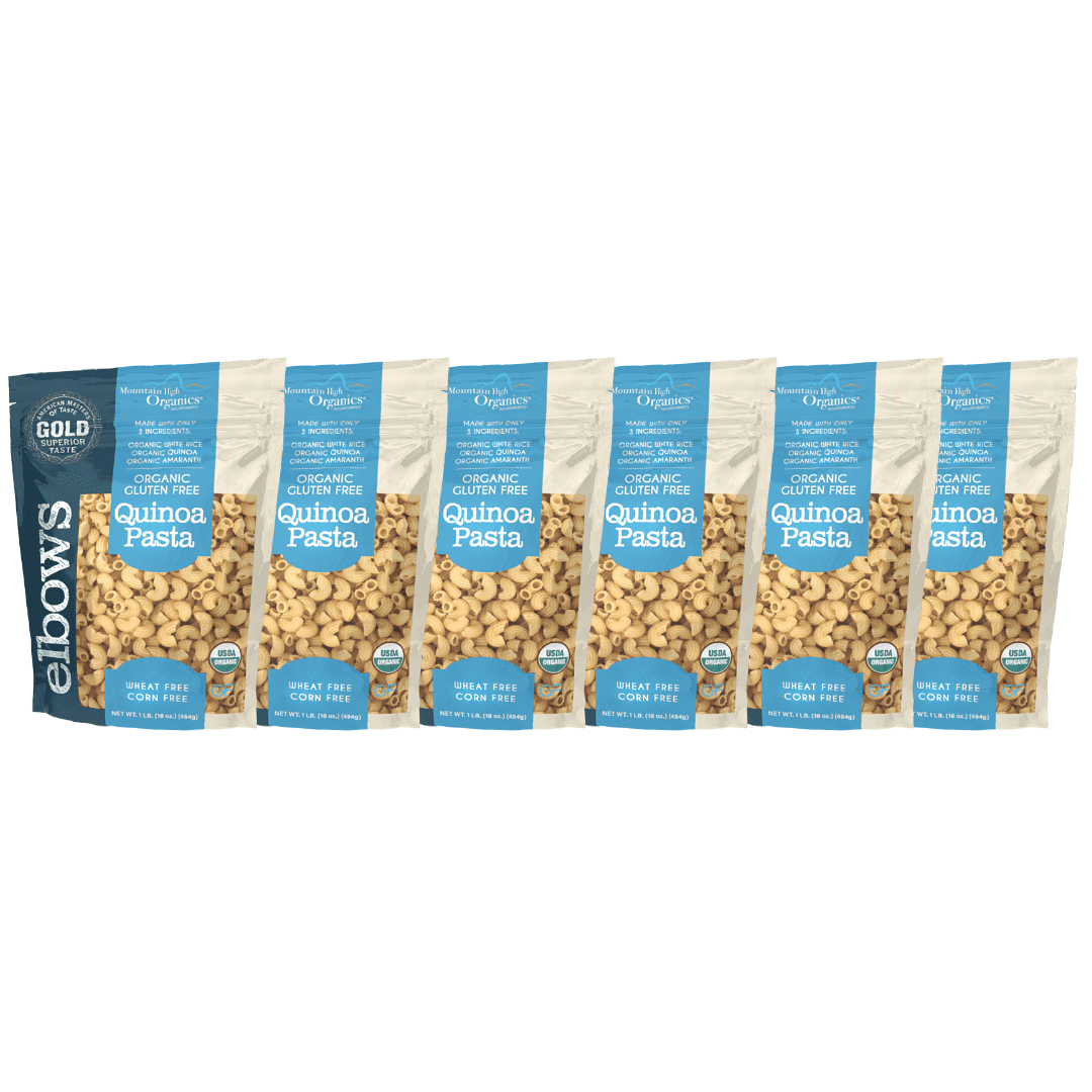 Pasta, Elbows 6/1LB BAGS Certified Gluten Free, USDA Organic & GMO Free,  Wheat & Corn-Free, Made w/3 Ingredients-Mountain High Organics