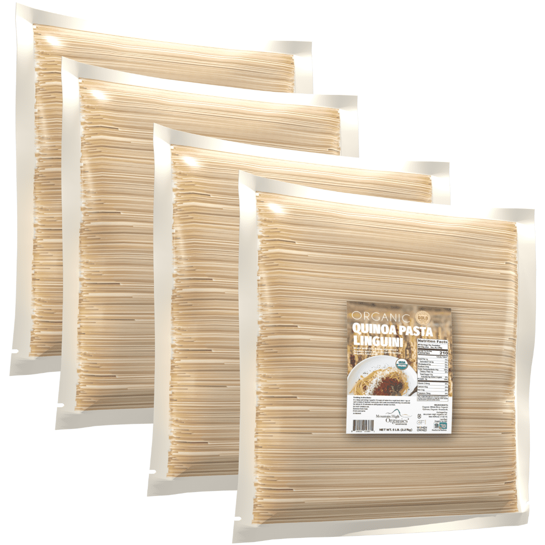 Pasta, Linguini 4/5LB BAGS Certified Gluten Free, USDA Organic & GMO Free,  Wheat & Corn-Free, Made w/3 Ingredients -Mountain High Organics
