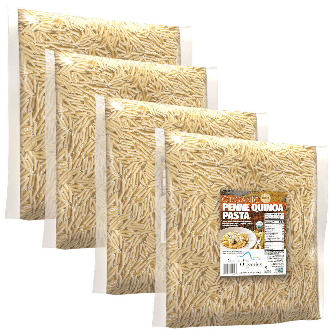 Pasta, Penne  4/5LB BAGS Certified Gluten Free, USDA Organic & GMO Free,  Wheat & Corn-Free, Made w/3 Ingredients -Mountain High Organics