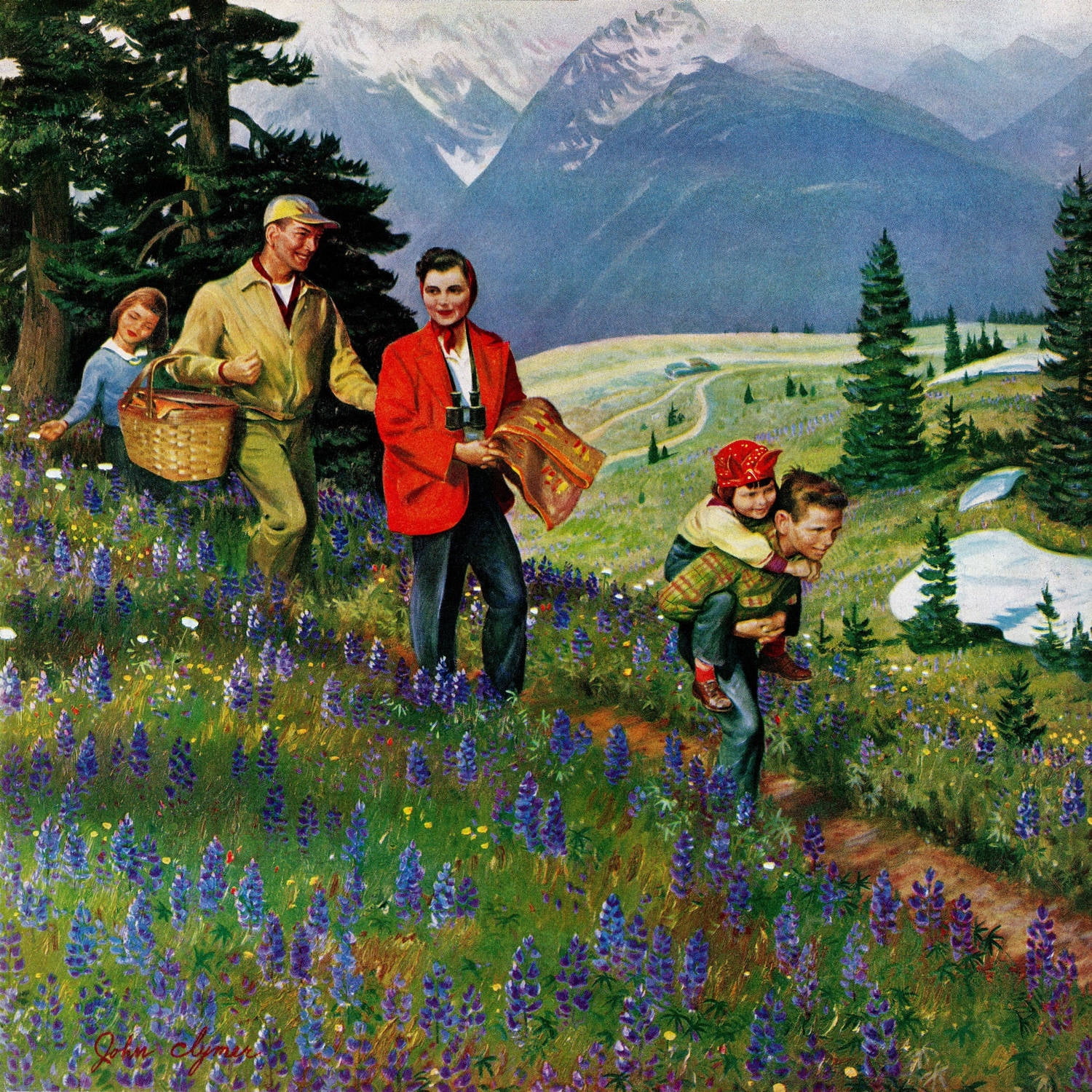 "Mountain Hike" Painting Print on Wrapped Canvas