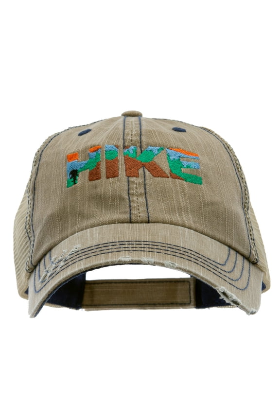 Mountain Hiking Embroidered Low Profile Special Cotton Mesh Cap - Khaki OSFM