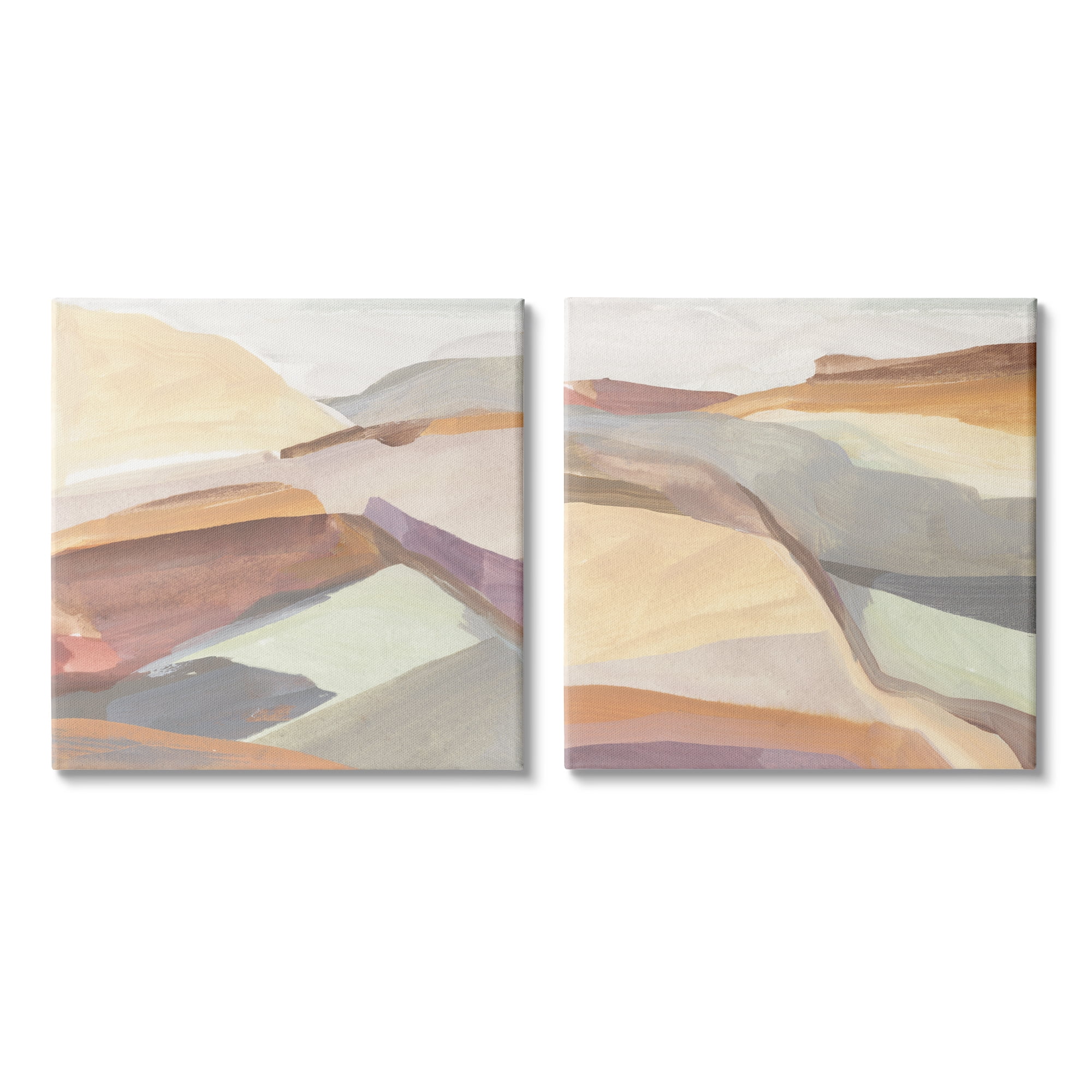 Mountain Hill Movements Abstract Layered Peaks Abstract Gallery-Wrapped Canvas Print Wall Art, Set of 2, 17x17