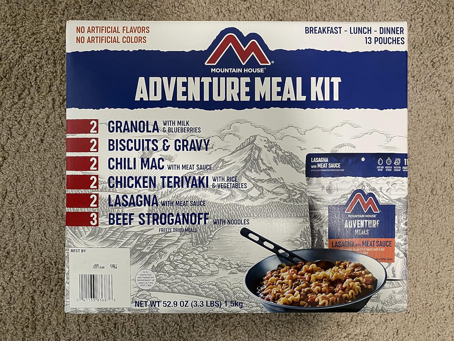 Mountain House Adventure Meal KIT, Breakfast Lunch Dinner, 13