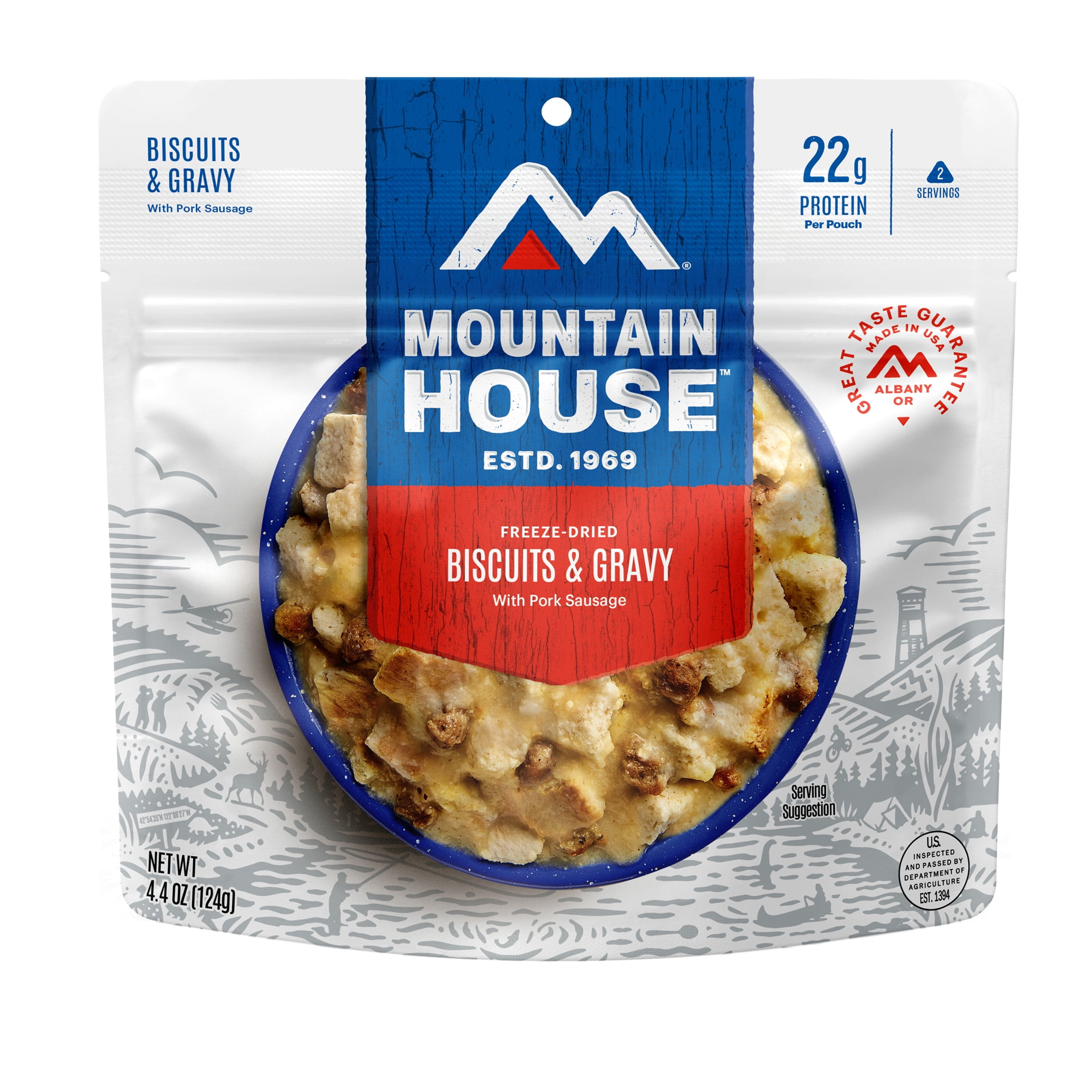 Mountain House Biscuits & Gravy, Freeze-Dried Camping & Backpacking Food, 2 Servings