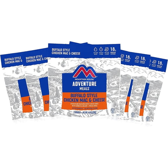 Mountain House Buffalo Style Chicken Mac & Cheese Adventure Meal Survival Emergency Pack for Camping Hiking and Backpacking- 6 Pouches