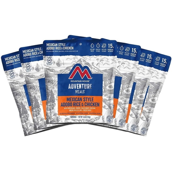 Mountain House Dried Mexican Style Adobo Rice Packaged Meals with Chicken Camping, 6 Count