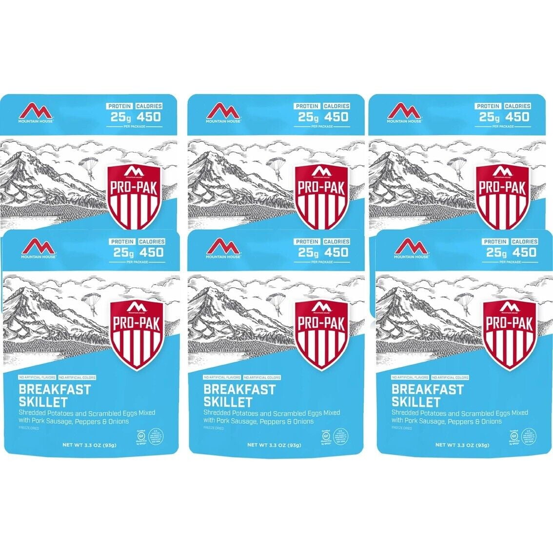 Mountain House Freeze Dried Breakfast Skillet - Pro-Pak® Emergency Survival Food for Camping, Hiking and Backpacking - 6 Pouches