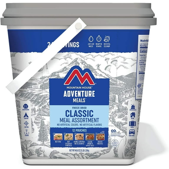 Mountain House Classic Bucket | Freeze Dried Backpacking & Camping Food | 24 Servings