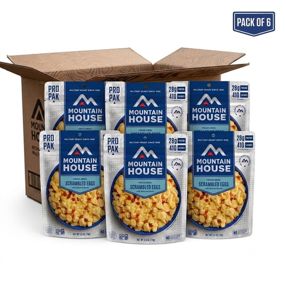 Mountain House Freeze Dried Scrambled Eggs with Bacon Pro-Pak Emergency Survival Backpacking Camping Food 6 Pouches