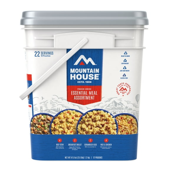 Mountain House Gluten-Free Freeze-Dried Shelf-Stable Just in Case Essential Bucket, 12 Counts