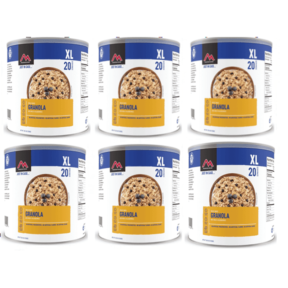 Mountain House Granola w/ Milk & Blueberries #10 Can Freeze Dried Food - 6 Cans