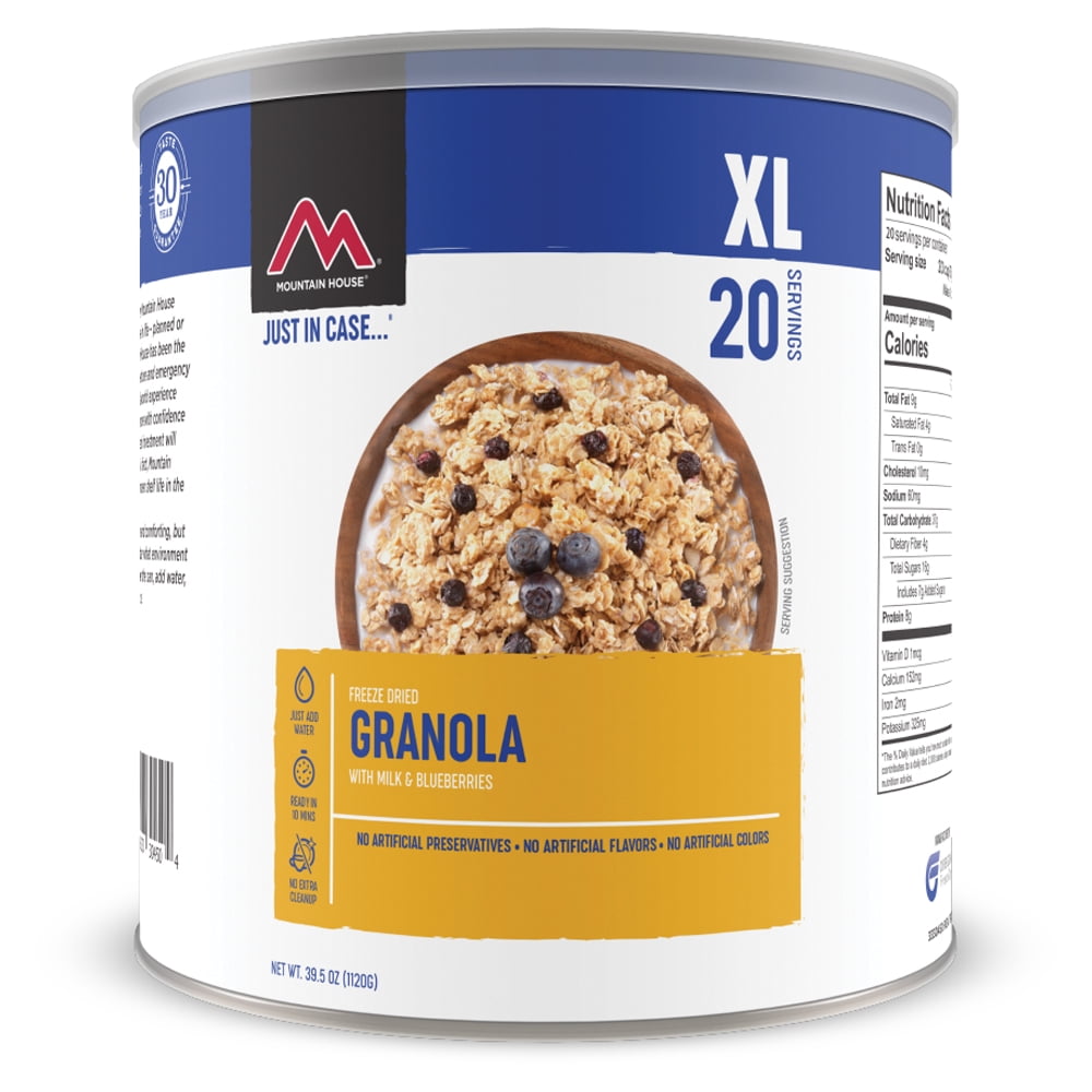 Mountain House Granola with Milk & Blueberries 10 Can, FreezeDried