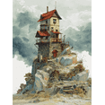 thumbnail image 1 of Mountain House Landscape Canvas Print, Ideal for Living Room, Bedroom, Office, Rustic Cabin Decor, 1 of 8
