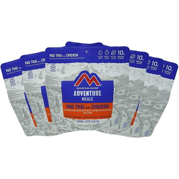 Mountain House Pad Freeze Dried Emergency Survival Backpacking and Camping Food Thai with Chicken - 6 Pouches