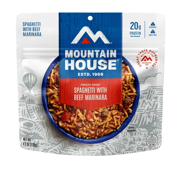 Mountain House Spaghetti w/Meat Sauce, Freeze-Dried Food, 2 Sevings
