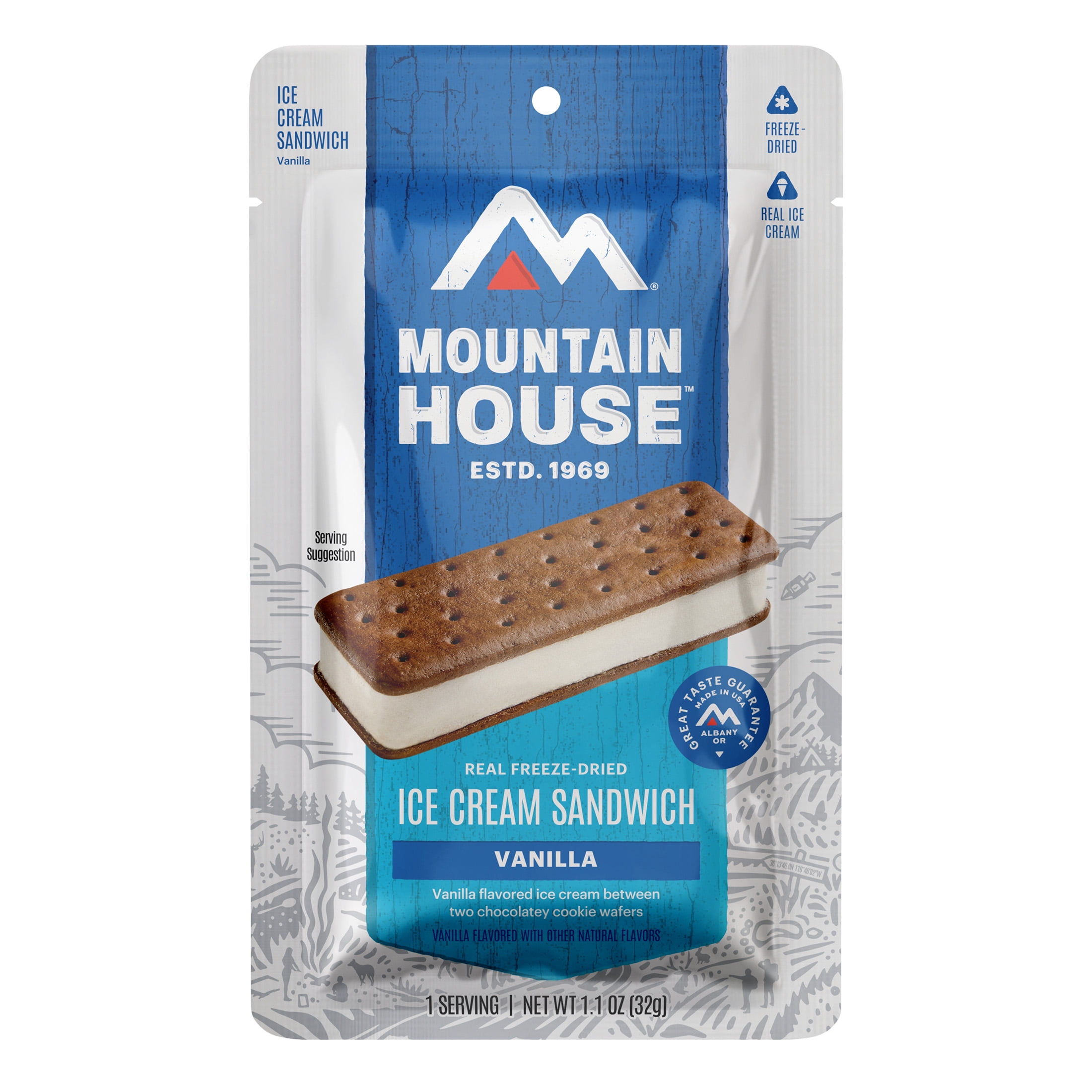 Mountain House Vanilla Ice Cream Sandwich, Freeze-Dried Backpacking & Camping Food, Ready to Eat