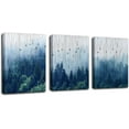 thumbnail image 1 of Mountain Indigo Canvas Wall Art Misty Foggy Forest Pictures Nature Navy Blue Painting Tree Landscape Artwork Framed for Bathroom Living Room Bedroom Home Office Wall Decor, 12"x16"x3 Panels, 1 of 6