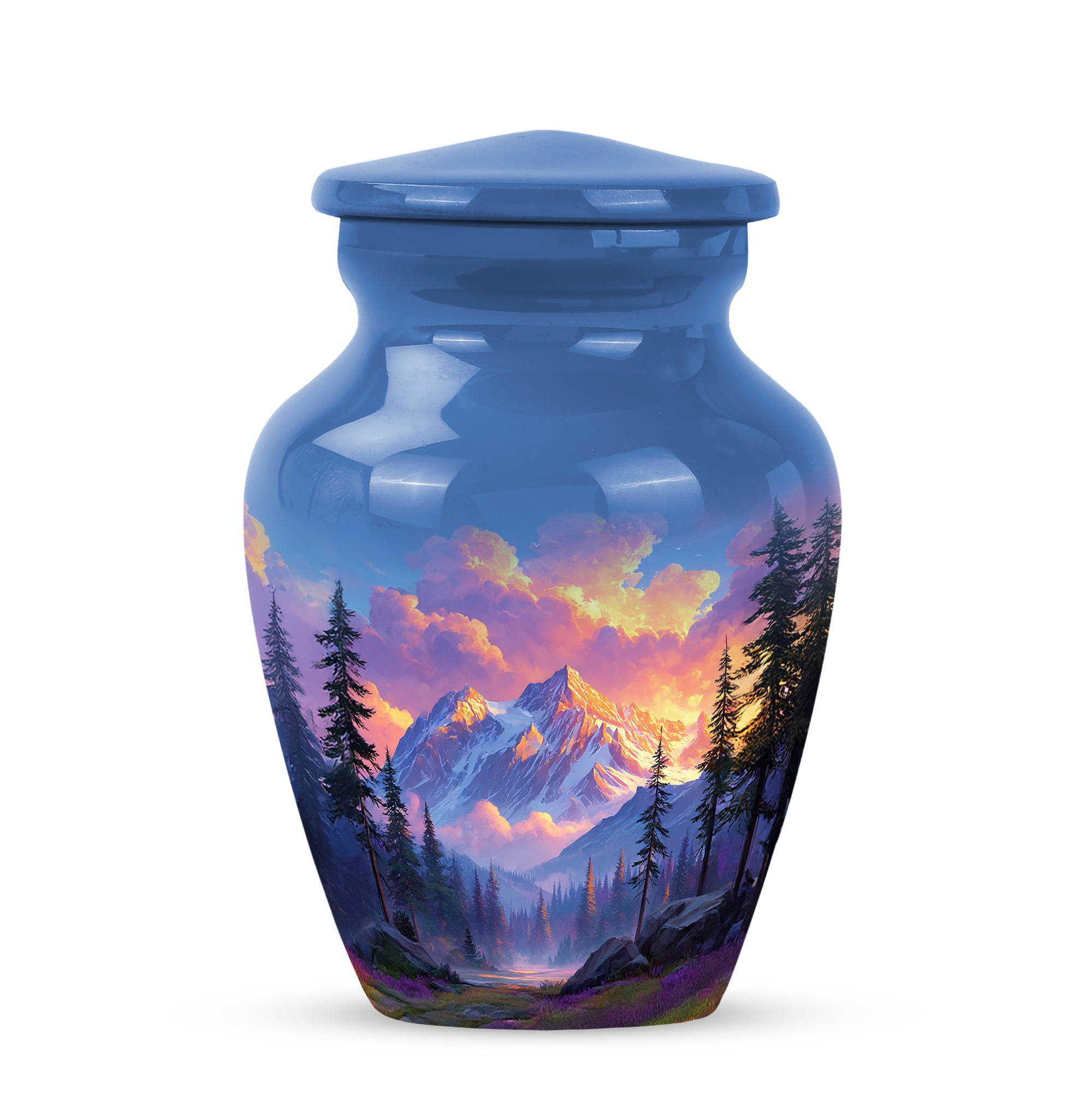 Mountain Keepsake Urn For Adult Male 3 Inch, Blue Mini Urns For Human Ashes For Woman, Small Cremation Urns For Burial In Ground, Funeral Urn For Human Ashes For Adults Mom And Dad
