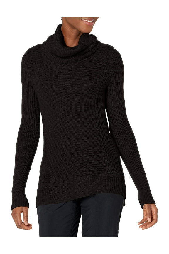 Women's Black X-Small Countryside Cowl Neck Ribbed Sweater