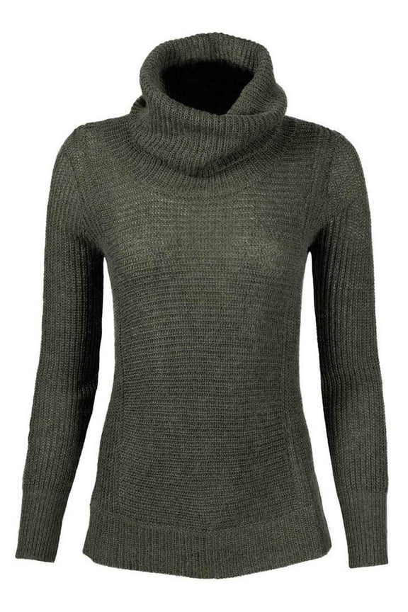 Women's Kelp X-Large Countryside Cowl Neck Ribbed Sweater