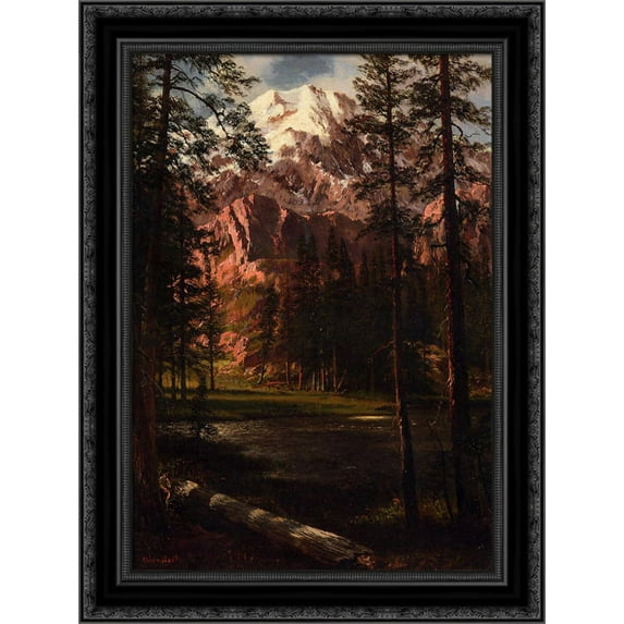 Mountain Lake 20x24 Black Ornate Wood Framed Canvas Art by Bierstadt, Albert