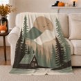 thumbnail image 1 of Mountain Lake A-Frame Cabin Adventure, Rustic Camping Scene, Warm Flannel Blanket for Cabin and Lodge with Detailed Artwork, Outdoor Lovers Camping Gift, Rustic Home Decor, 1 of 9