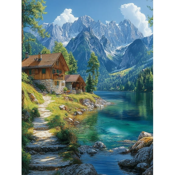 Mountain Lake Cabin Canvas Wall Art Perfect for Living Room Bedroom Office Bathroom and Hallway Decor