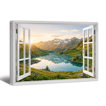 Blue Ocean Canvas Wall Art - Open Window Cliff Bay Mountain Picture ...