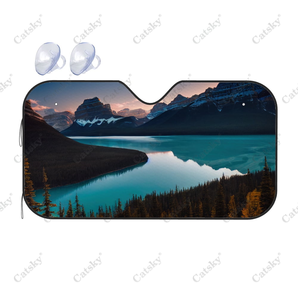Mountain Lake Forest Car Windshield Cover Sun ShadeUniversal Folding
