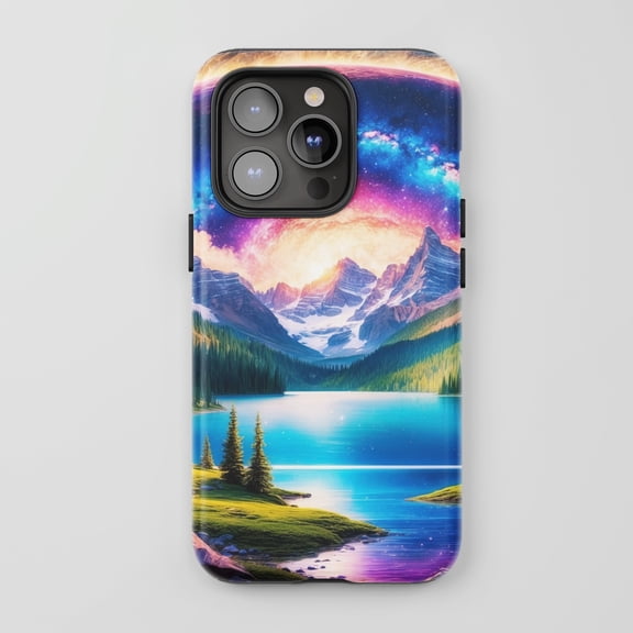 Mountain Lake Galaxy Landscape For All iPhone Series Tough Phone Case