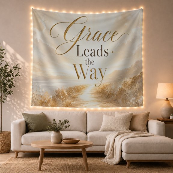Mountain Lake Grace with Leads the Way Soft, Mystical Fantasy for Space Lovers, Galaxy Room Decor, Housewarming Gift, Tapestry Wall Hanging for Bedroom and Dorm