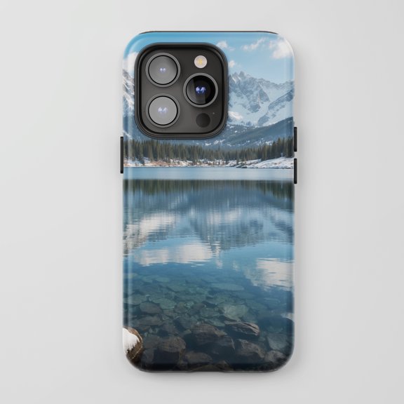 Mountain Lake Landscape For All iPhone Series Tough Phone Case Nature Photography Blue