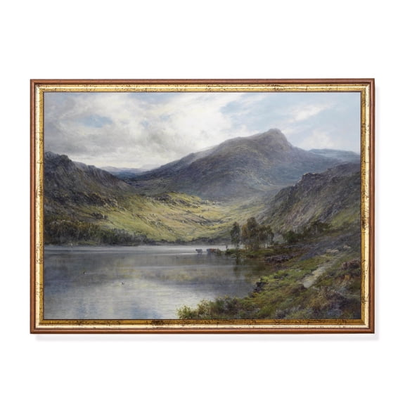 Mountain Lake Landscape Valley Serene Nature Rustic Landscape Wall Art Decor Unframed Paper Print