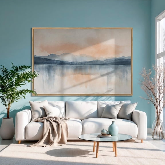 Mountain Lake Poster Panoramic Wall Art, 8x12 UNFRAMED