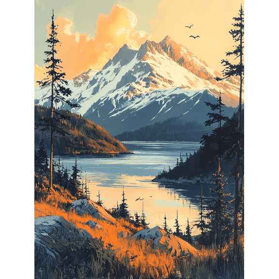 Mountain Lake Sunset Canvas Wall Art Perfect for Living RoomDining Room and Gallery Wall Decor