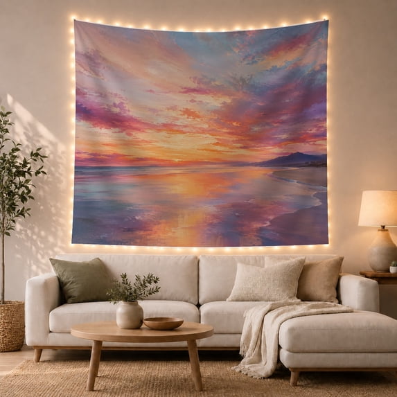 Mountain Lake During with Sunset Sunrise Main Expansive, Mystical Fantasy for Space Lovers, Galaxy Room Decor, Graduation Gift, Tapestry Wall Hanging for Bedroom and Dorm