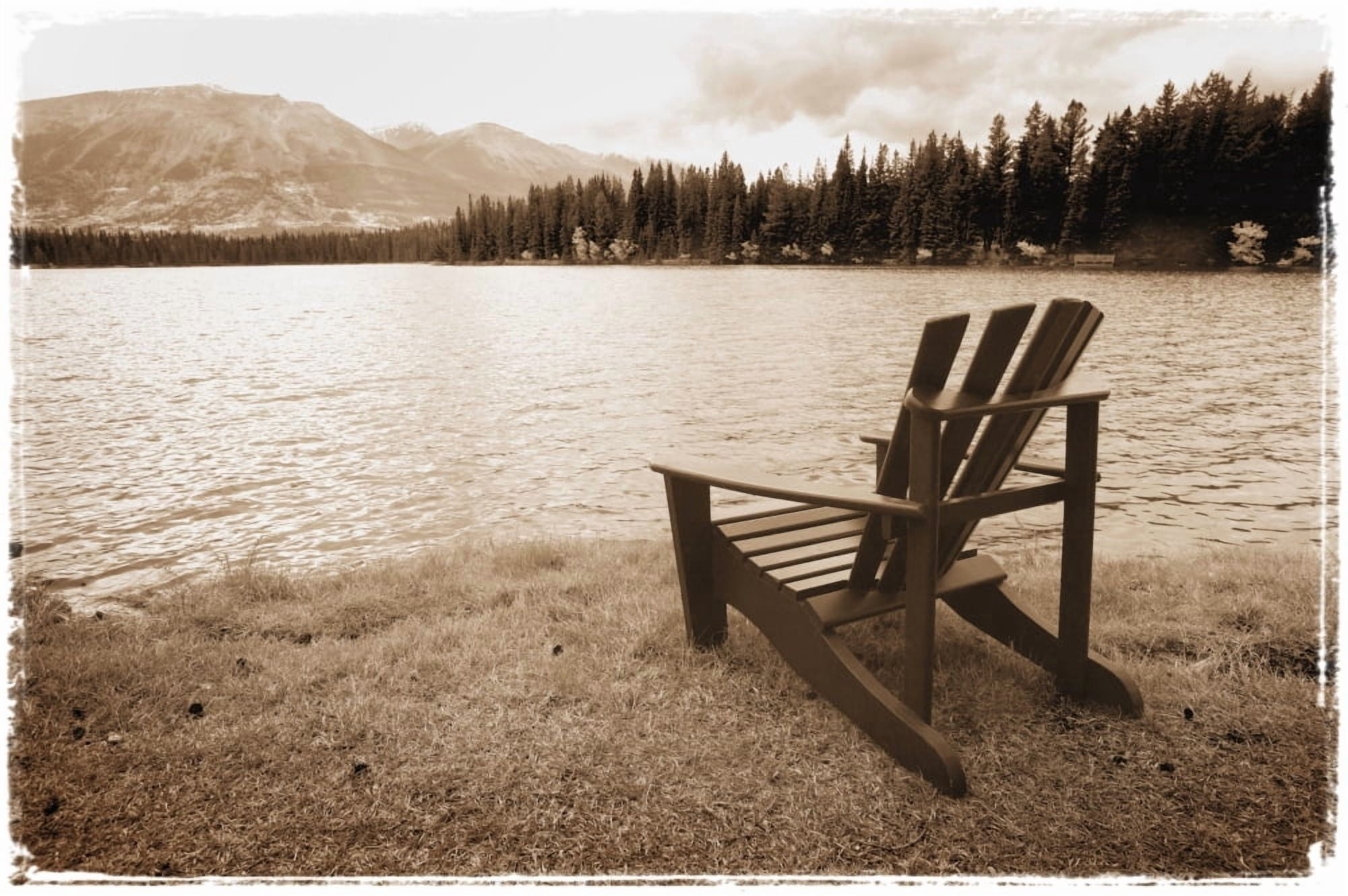 Mountain Lake View Canvas Art - Don Hammond Design Pics (17 x 11)