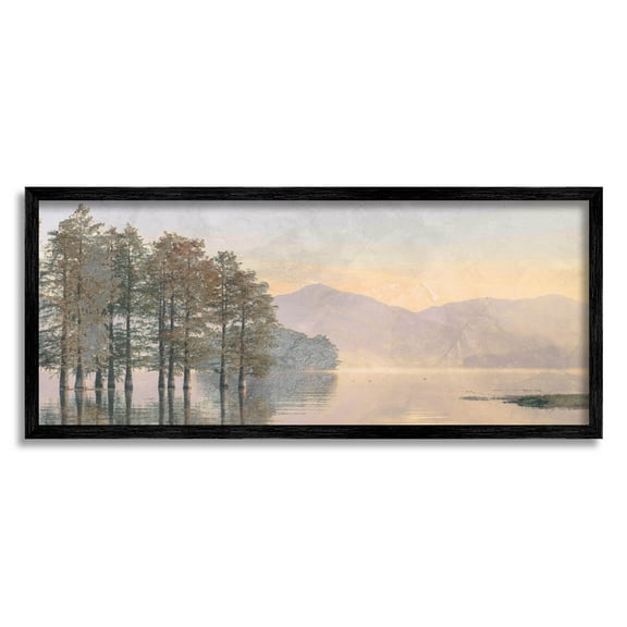 Mountain Lake Water Reflection Landscape Graphic Art Black Framed Art Print Wall Art