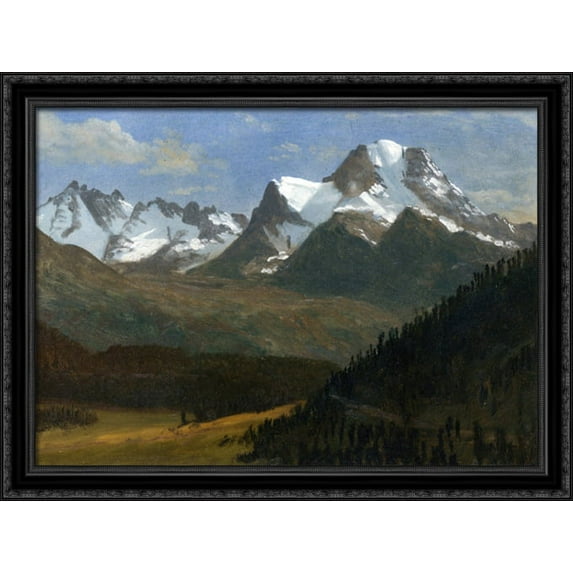 Mountain Landscape 38x28 Large Black Ornate Wood Framed Canvas Art by Albert Bierstadt