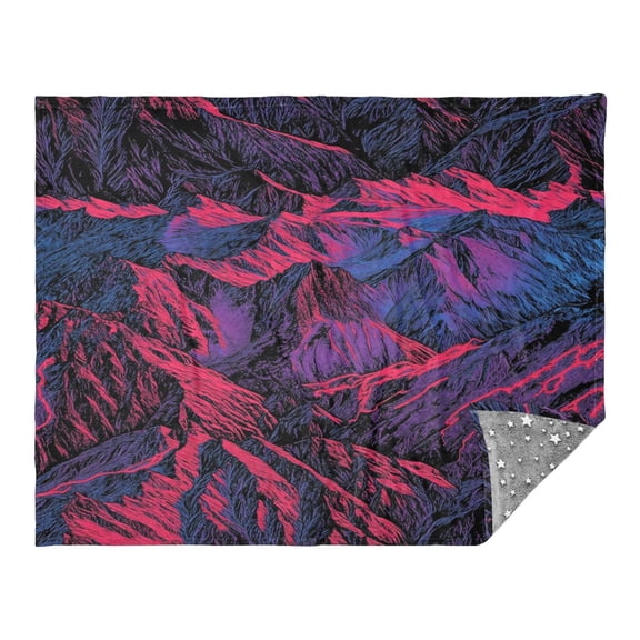 Mountain Landscape Camping Blankets Bed Throws and Cozy Travel Blanket Fluorescence 70x55in Double Sided