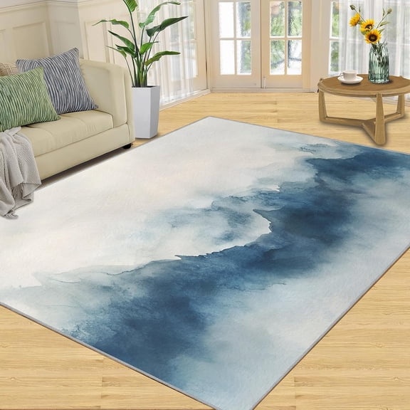Mountain Landscape Area Rug, Woodland Washable Rug, Non Slip Low Pile Carpet for Living Room Bedroom Home Decor 2x3ft
