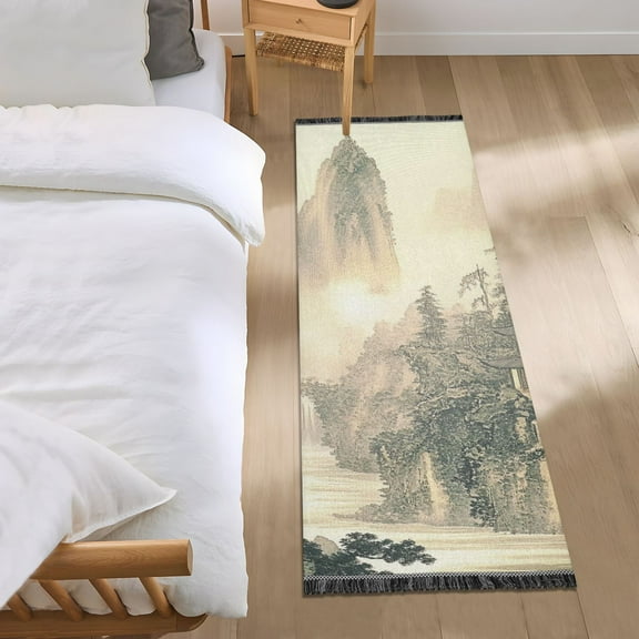 Mountain Landscape Art Bedroom Runner Rug 2'x 6' Non Slip Carpet Indoor Home Area Rug Living Room